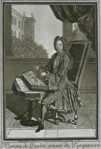 Timpano di dulcimer, incisione francese del XVII secolo, 1948