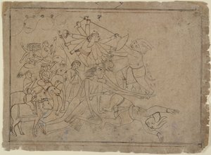 Durga, Kali e le Matrikas combattono il demone Raktabija: Scena dal Devi Mahatmya, ca. 1780 da Unbekannt