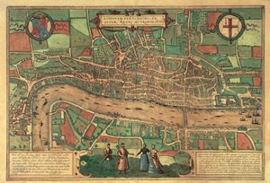 La prima mappa stampata di Londra, 1574 da Unbekannt