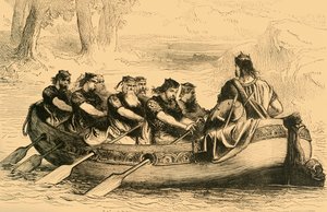 Edgar il Pacifico remato lungo il fiume Dee da otto principi tributari