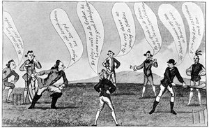 Edward Sackville 1591-1652, 4° Duca di Dorset, che gioca a cricket, XVIII secolo 1912