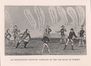 Edward Sackville 1591-1652, 4° Duca di Dorset, che gioca a cricket, XVIII secolo 1912