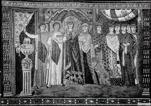 Imperatrice Teodora e Membri della Sua Corte, Bizantino, primi del XX secolo (originale datato VI secolo) da Unbekannt