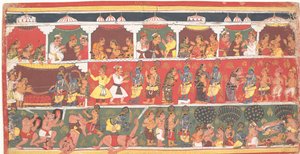 Incontri a Mathura: Pagina da un Bhagavata Purana disperso, ca. 1700 da Unbekannt