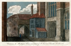 Ingresso a Montague Close e parte della chiesa di St Saviour, Southwark, Londra da Unbekannt