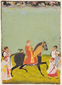 Raja Singh II a cavallo, figlio di Pratap Singh