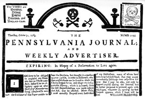 Facsimile del Pennsylvania Journal sullo Stamp Act, 1765 c1880 da Unbekannt