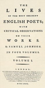 Facsimile della pagina del titolo ridotta di Johnsons Lives of the Poets - come ripubblicata in forma separata
