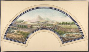 Disegno di ventaglio con il Vesuvio da Unbekannt