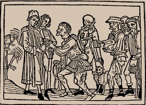 Contadini nella consegna delle loro tasse ai proprietari terrieri, 1479 da Unbekannt