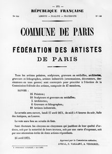 Federazione degli Artisti, dai manifesti politici francesi della Comune di Parigi, maggio 1871