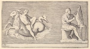Figura su capricorno, uomo che scolpisce ala