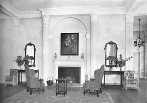 Caminetto alla fine del salone, Hotel Royal Bermudiana, Hamilton, Bermuda, 1924 da Unbekannt
