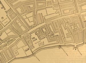 Fleet Street, The Temple, ecc., da una mappa di Londra, pubblicata 1720, 1897