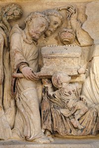 Abbazia di Fleury basilica scultura del portale nord: reliquiario di San Benedetto, Saint Benoit sur Loire, Francia da Unbekannt
