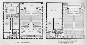 Piante del piano, il Tempio Massonico, Birmingham, Alabama, 1924 da Unbekannt