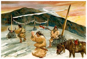 Preghiere volanti sul Passo Maium, 1898 da Unbekannt