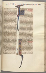 Fol. 199r, Ester, iniziale istoriata, due figure maschili sedute, c. 1275-1300 da Unbekannt