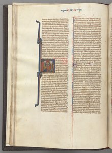 Fol. 20v, Esodo, iniziale istoriata H, Mosè e due seguaci con le tavole della legge, c. 127 da Unbekannt
