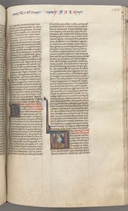 Fol. 273r, Isaia, iniziale istoriata V, il martirio di Isaia, c. 1275-1300