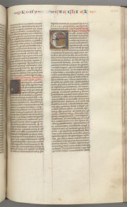 Fol. 320r, Ezechiele, iniziale istoriata E, un Ezechiele dormiente con la sua visione delle quattro bestie da Unbekannt