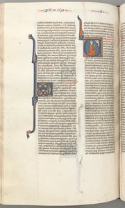 Fol. 354v, Amos, iniziale istoriata V, Amos in preghiera, busto di Dio sopra da Unbekannt