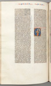 Fol. 361v, Abacuc, iniziale istoriata O, Abacuc che tiene un cesto e due pietre..., c. 1275-130 da Unbekannt