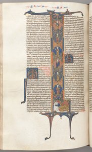 Fol. 391v, Matteo, iniziale istoriata a figura intera L, l