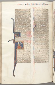 Fol. 455v, Tessalonicesi II, iniziale istoriata P, Paolo seduto con una spada da Unbekannt