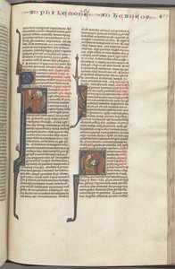Fol. 459r, Filemone, iniziale istoriata P, Paolo che si rivolge a tre uomini ed Ebrei..., c. 1275-1300 da Unbekannt