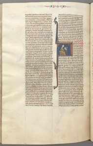 Fol. 482v, Rivelazioni, iniziale istoriata A, Giovanni seduto a una scrivania che scrive..., c. 1275-1300 da Unbekannt