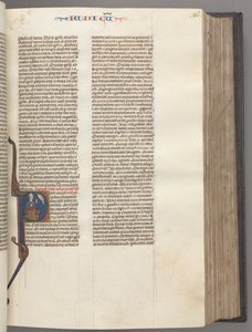 Fol. 86r, Giudici, iniziale istoriata R, Giuda seduto con un libro che parla con Dio, c. 1275-1300 da Unbekannt