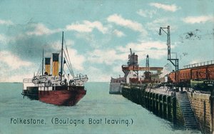 Partenza della barca Folkestone Boulogne, c1905 da Unbekannt