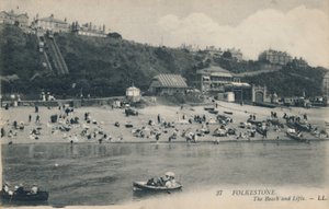 Folkestone. La spiaggia e gli ascensori, fine XIX-inizio XX secolo da Unbekannt