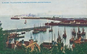 Folkestone: Turbine a vapore che lascia il porto, fine XIX-inizio XX secolo da Unbekannt