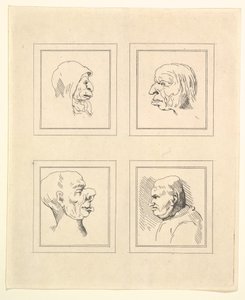 Quattro teste da Caricature di Leonardo da Vinci, da disegni di Wincelslaus Hollar, 1786 da Unbekannt