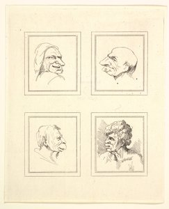 Quattro Teste da Caricature di Leonardo da Vinci, da Disegni di Wincelslaus Hollar da Unbekannt