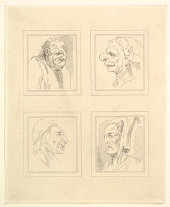 Quattro teste da Caricature di Leonardo da Vinci, da disegni di Wincelslaus Hollar da Unbekannt