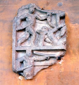 Frammento di un rilievo romano che mostra gladiatori in combattimento da Unbekannt