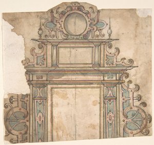 Frammento di progetto per cornice architettonica, 16° secolo da Unbekannt