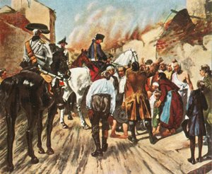 Federico il Grande nelle rovine di Küstrin prima della battaglia di Zorndorf, 25 agosto 1758, 1936 da Unbekannt