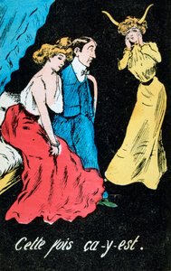 Cartolina caricatura di adulterio francese, c1900 da Unbekannt