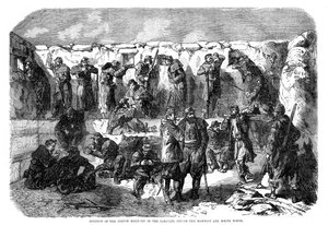 Fossa dei fucilieri francesi nel parallelo davanti al mamelon e alla torre bianca, Sebastopoli, Guerra di Crimea, 1855 da Unbekannt