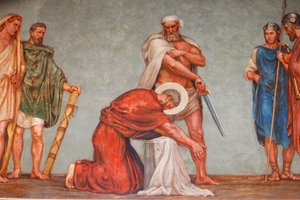 Affresco nella chiesa di San Paolo: martirio di San Paolo, Lione, Francia