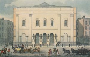 Vista frontale del Theatre Royal, Drury Lane, Westminster, Londra, 1812 da Unbekannt