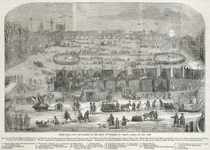 Fiera del gelo sul Tamigi durante il regno di Carlo II, Londra, 1683 da Unbekannt
