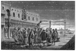 Galileo dimostra il suo telescopio, Venezia, 1609 da Unbekannt