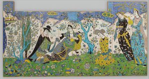 Riunione in Giardino, Iran, 1640-50 da Unbekannt
