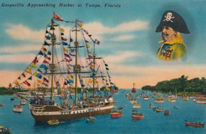 Gasparilla che si avvicina al porto di Tampa, Florida, c1940 da Unbekannt