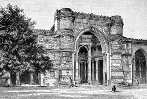 Ingresso alla Grande Moschea di Ahmedabad, India, 1895